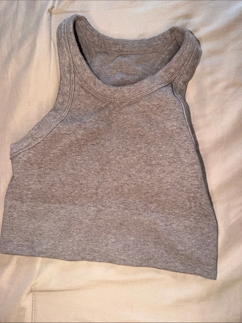 Mushroom Heather Ribbed high neck bra - Women